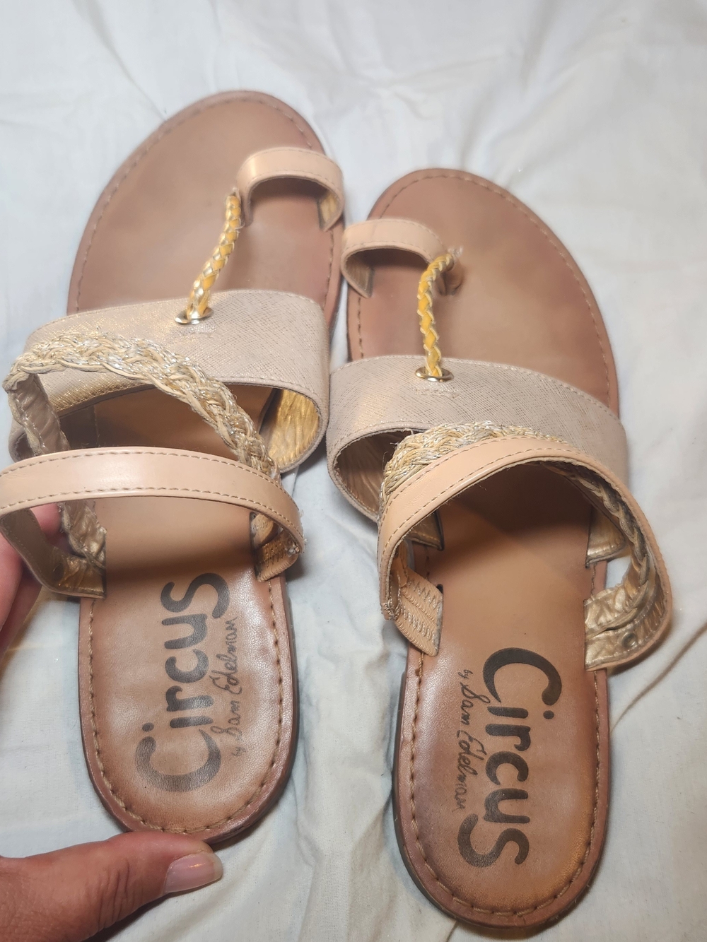 Circus by Sam Edelman Tan Braided Toe-Loop Sandals